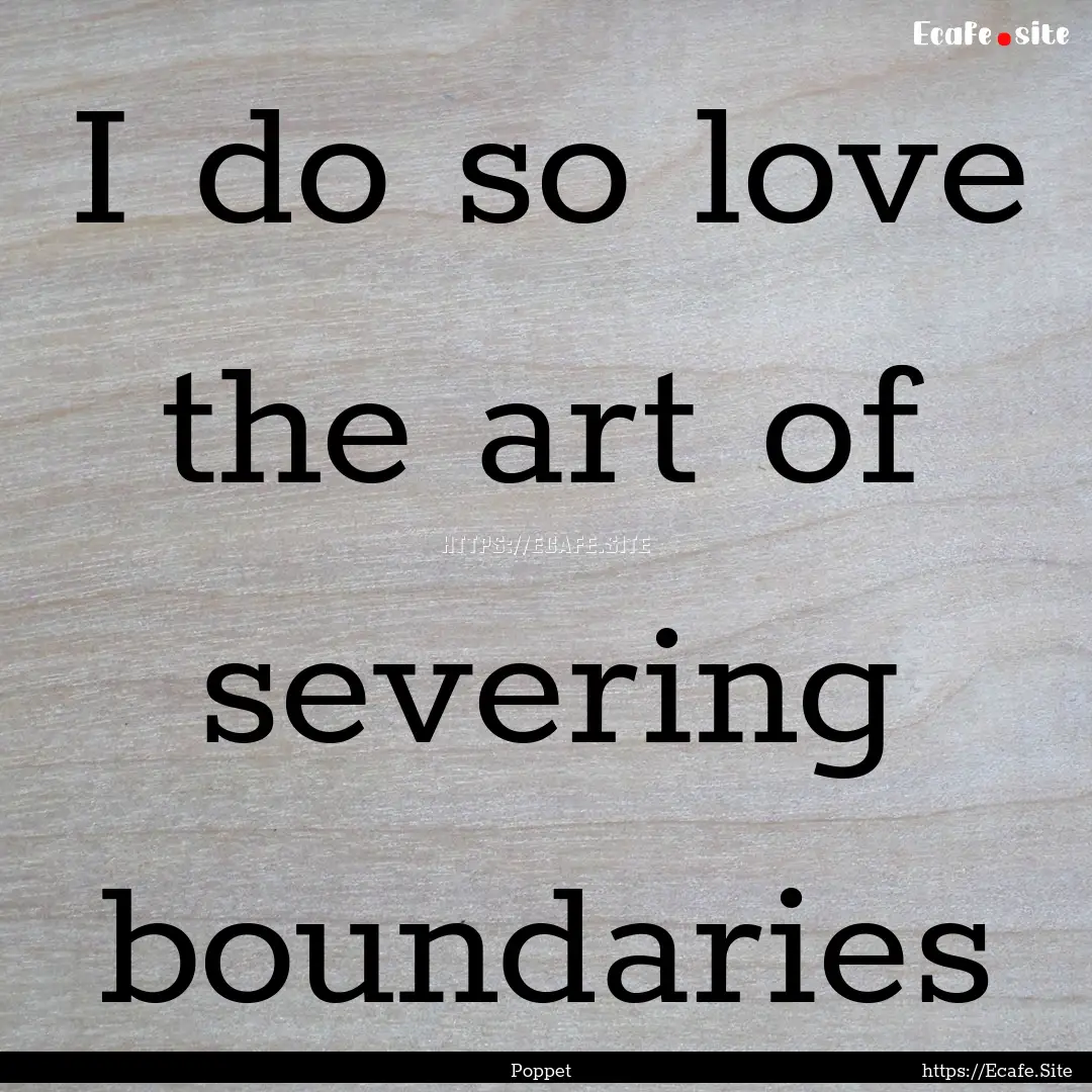 I do so love the art of severing boundaries.... : Quote by Poppet