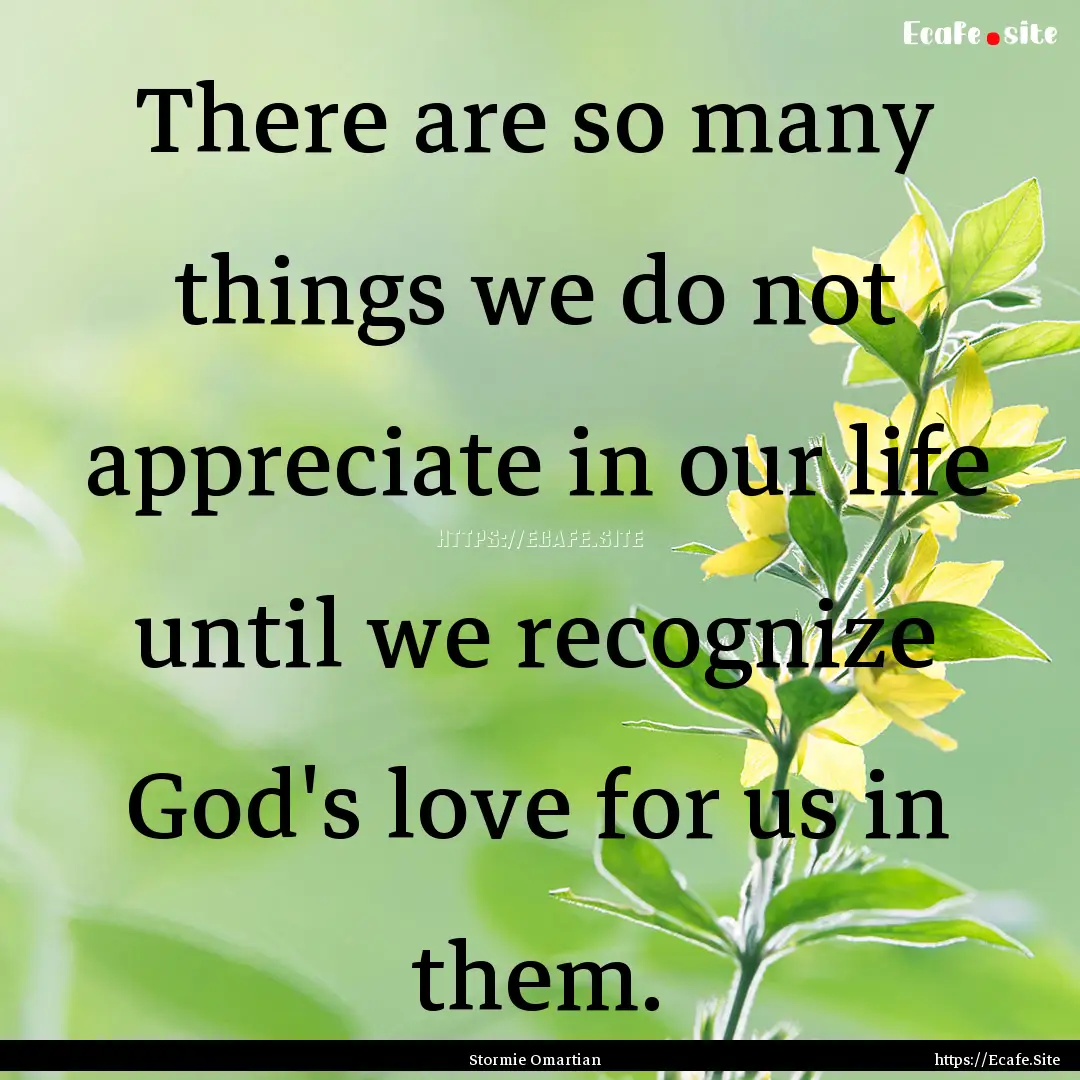 There are so many things we do not appreciate.... : Quote by Stormie Omartian