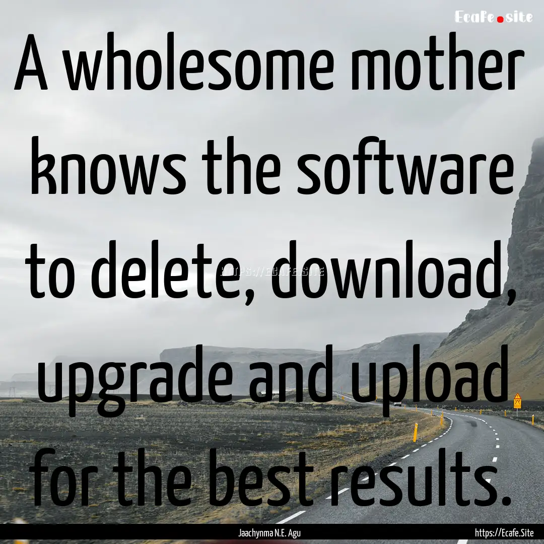 A wholesome mother knows the software to.... : Quote by Jaachynma N.E. Agu