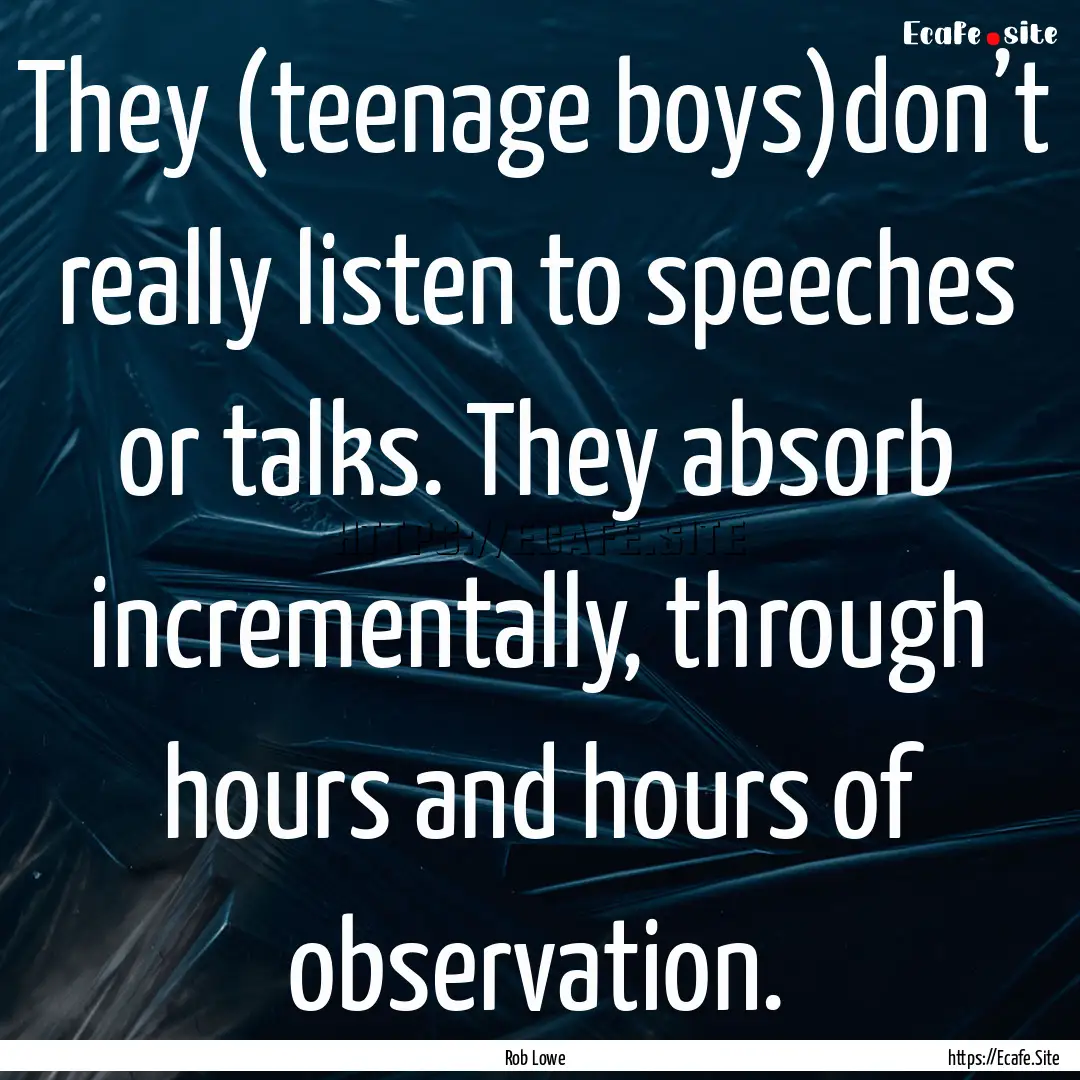 They (teenage boys)don’t really listen.... : Quote by Rob Lowe