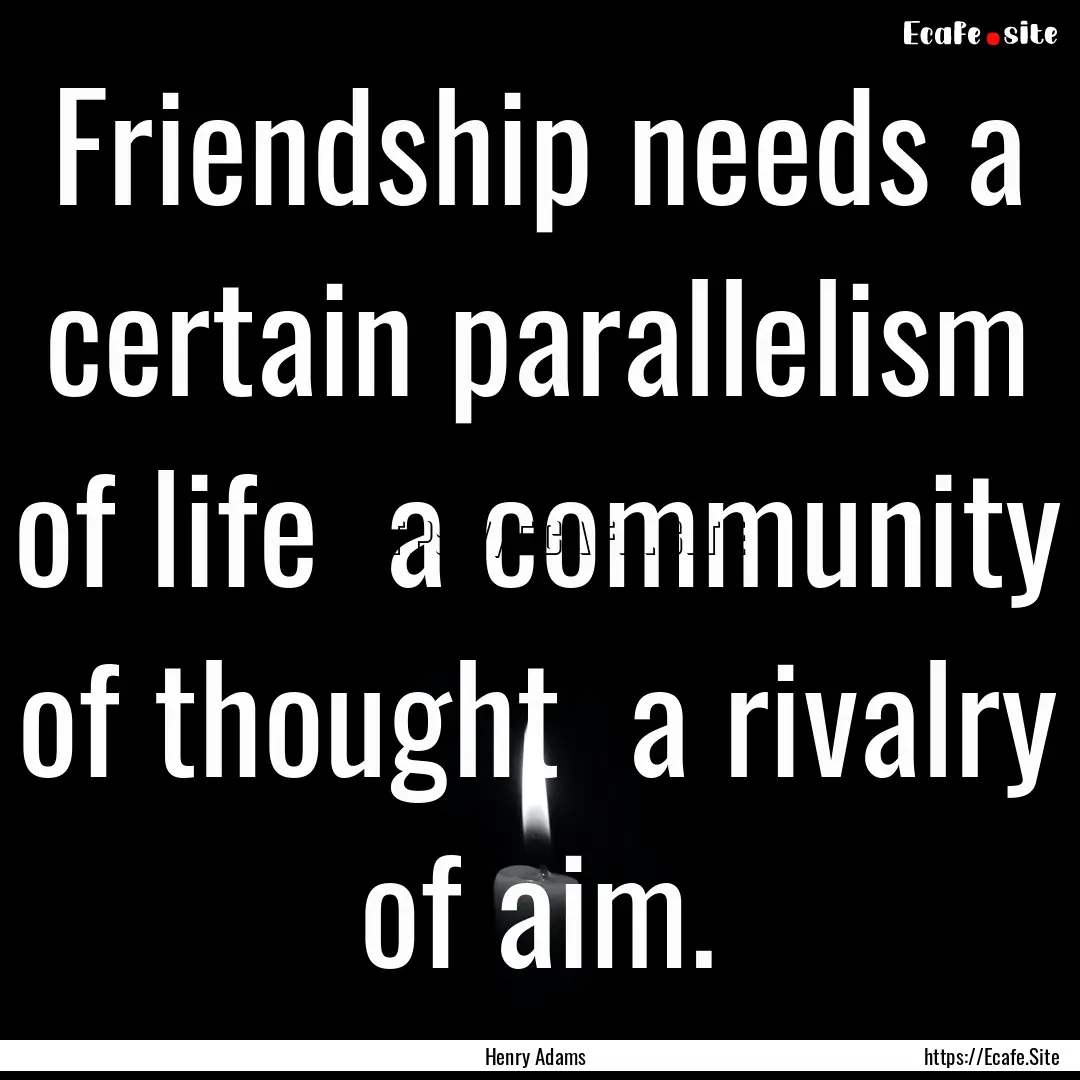 Friendship needs a certain parallelism of.... : Quote by Henry Adams