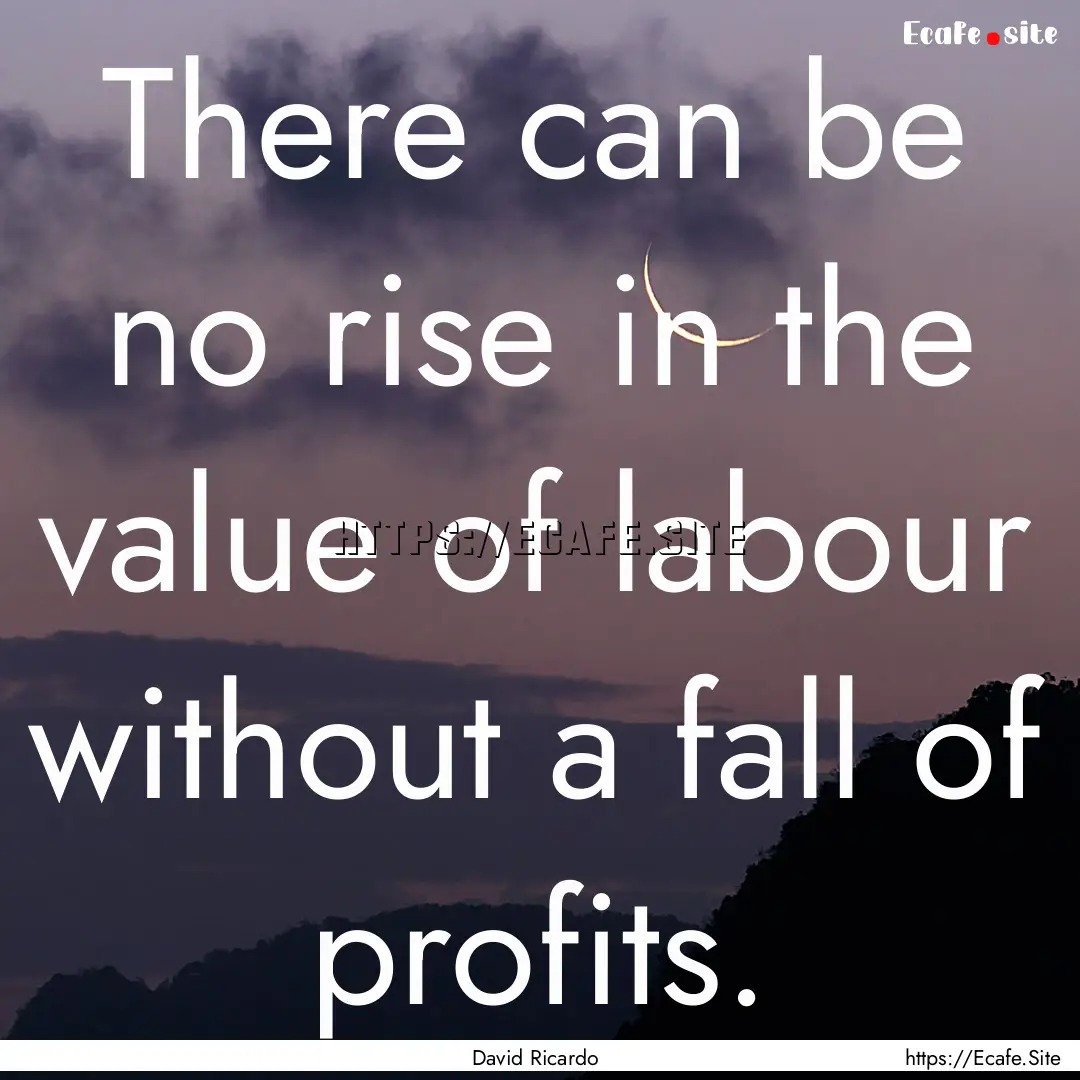 There can be no rise in the value of labour.... : Quote by David Ricardo