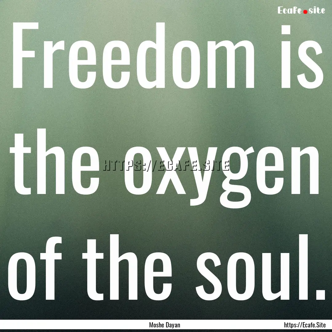 Freedom is the oxygen of the soul. : Quote by Moshe Dayan