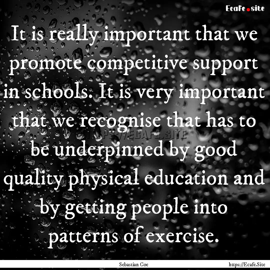 It is really important that we promote competitive.... : Quote by Sebastian Coe