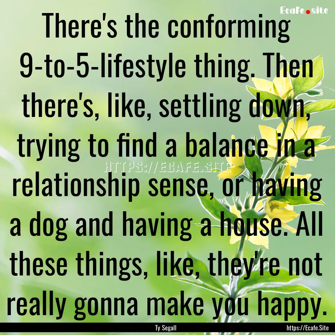 There's the conforming 9-to-5-lifestyle thing..... : Quote by Ty Segall