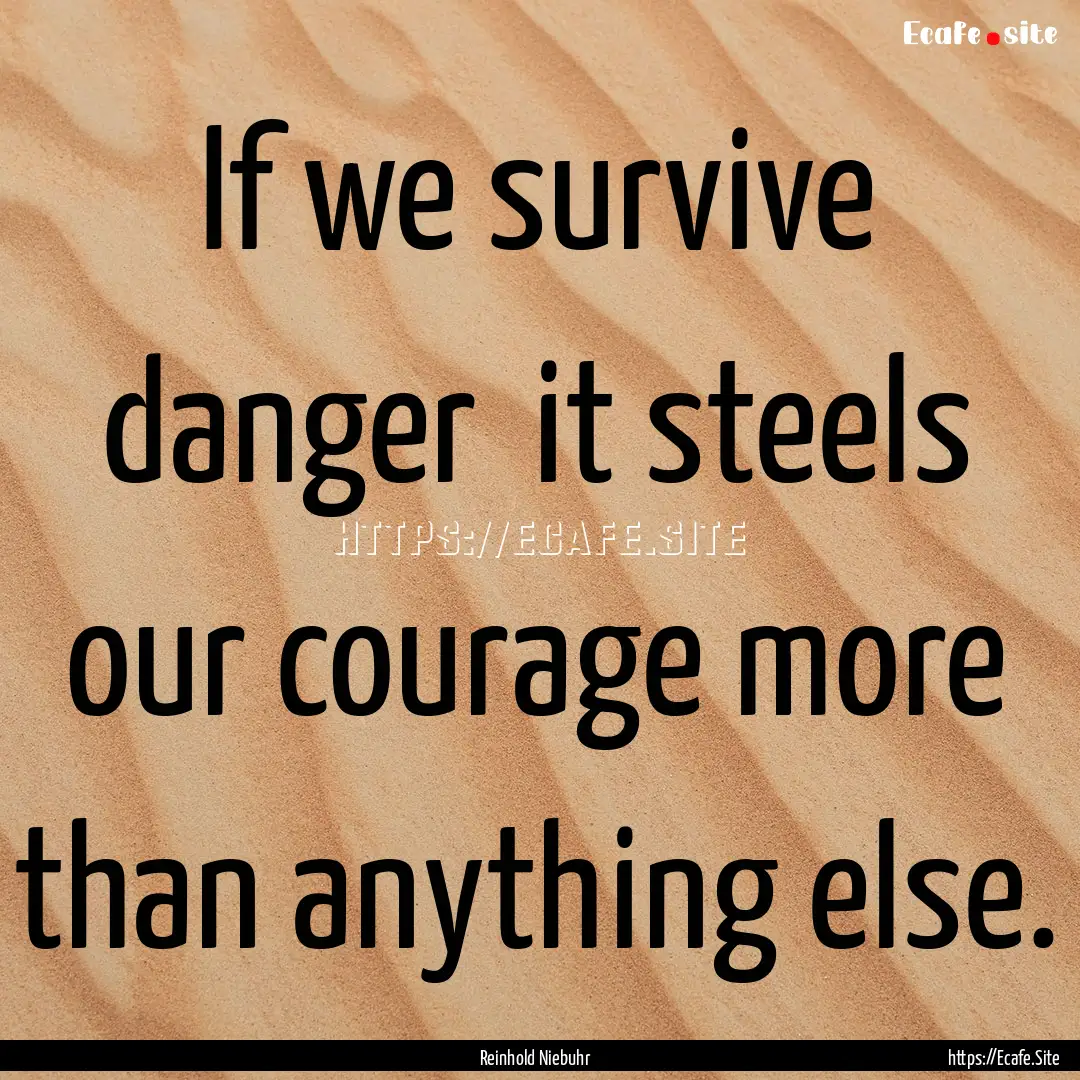 If we survive danger it steels our courage.... : Quote by Reinhold Niebuhr