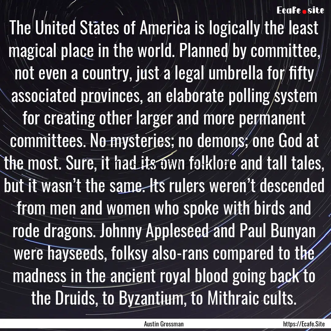 The United States of America is logically.... : Quote by Austin Grossman