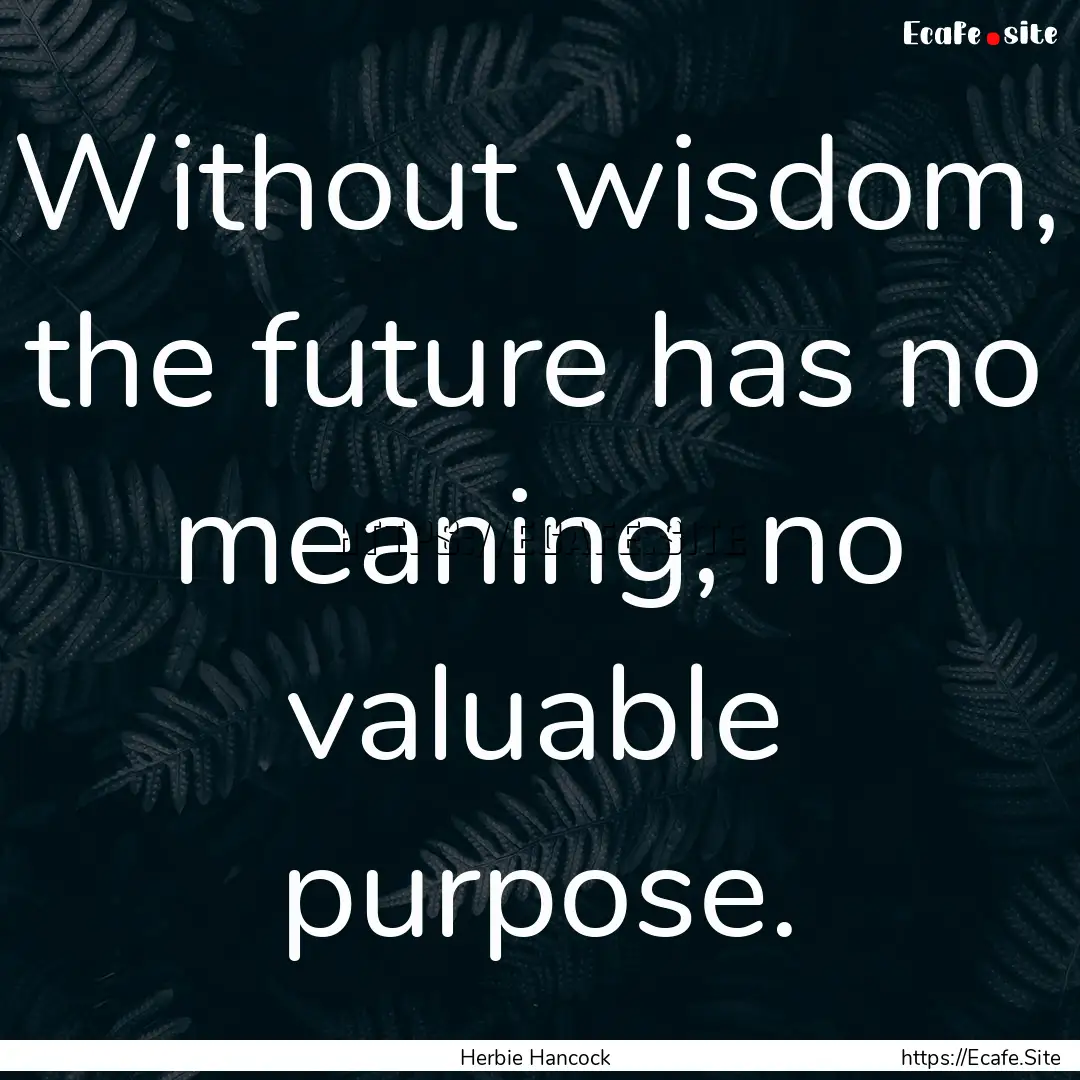 Without wisdom, the future has no meaning,.... : Quote by Herbie Hancock