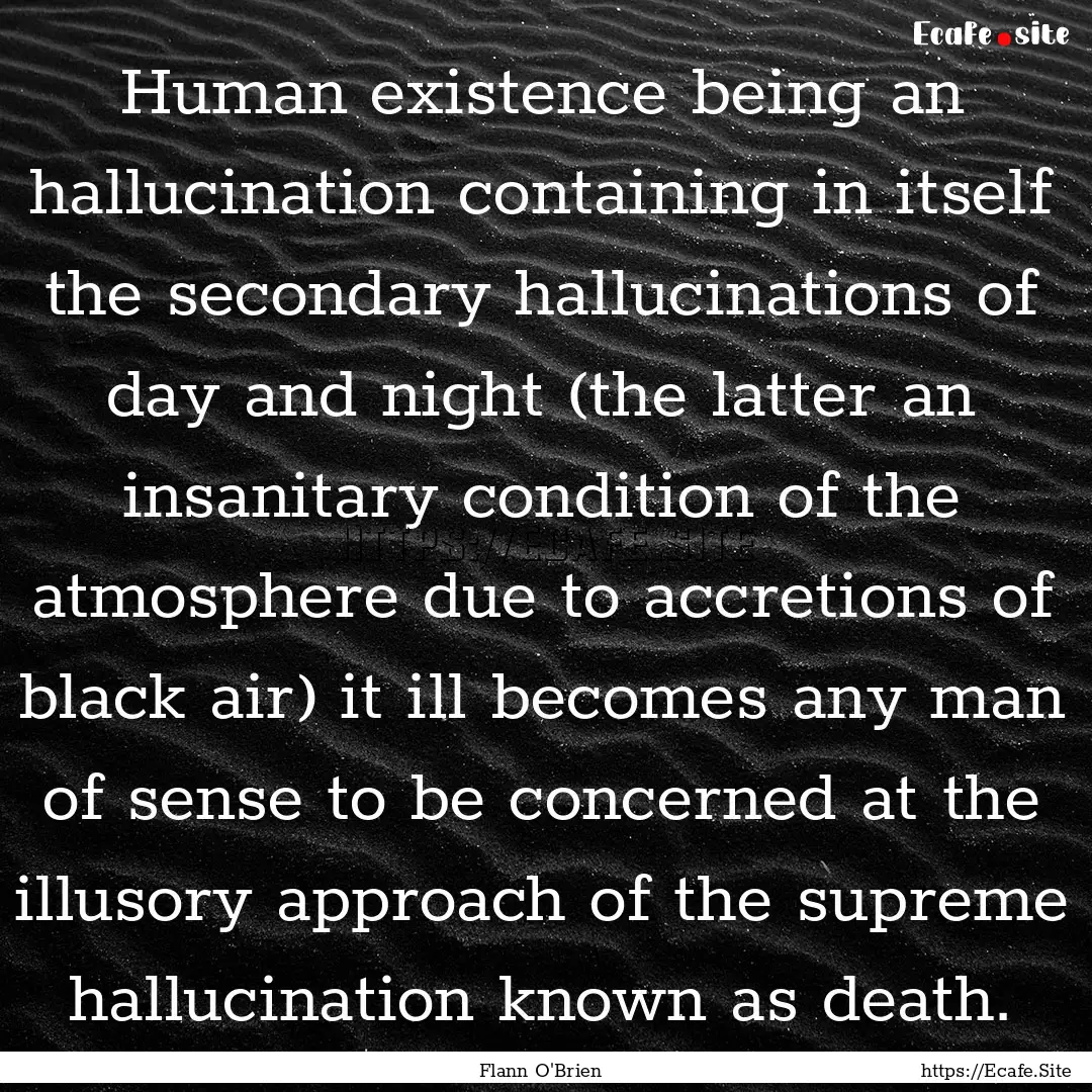 Human existence being an hallucination containing.... : Quote by Flann O'Brien