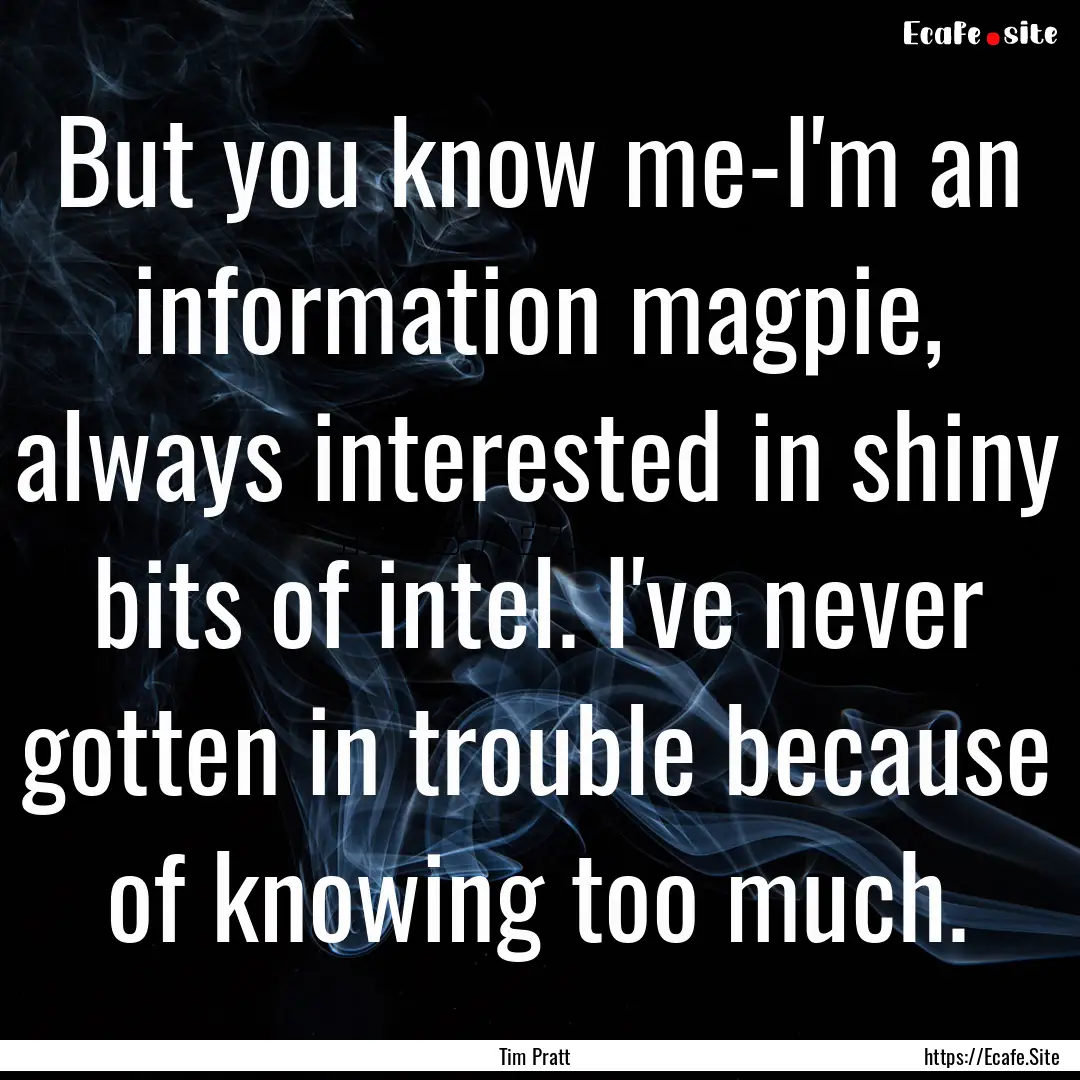 But you know me-I'm an information magpie,.... : Quote by Tim Pratt