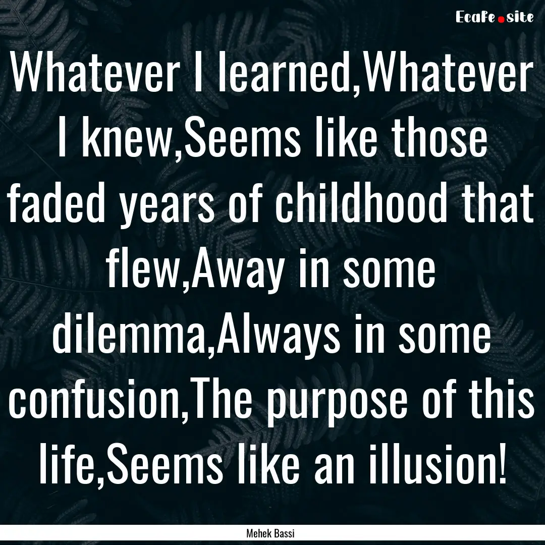 Whatever I learned,Whatever I knew,Seems.... : Quote by Mehek Bassi