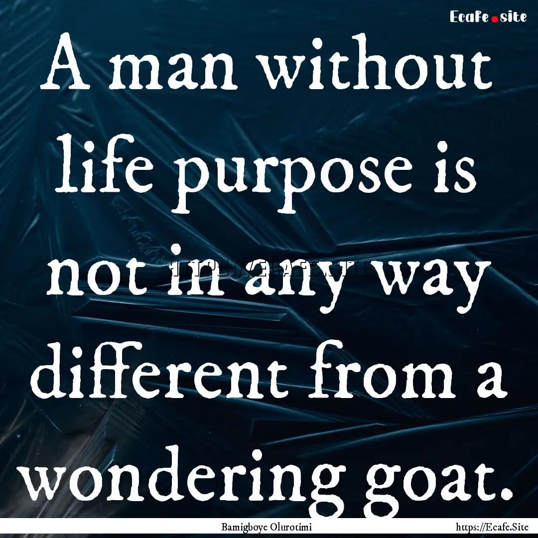 A man without life purpose is not in any.... : Quote by Bamigboye Olurotimi