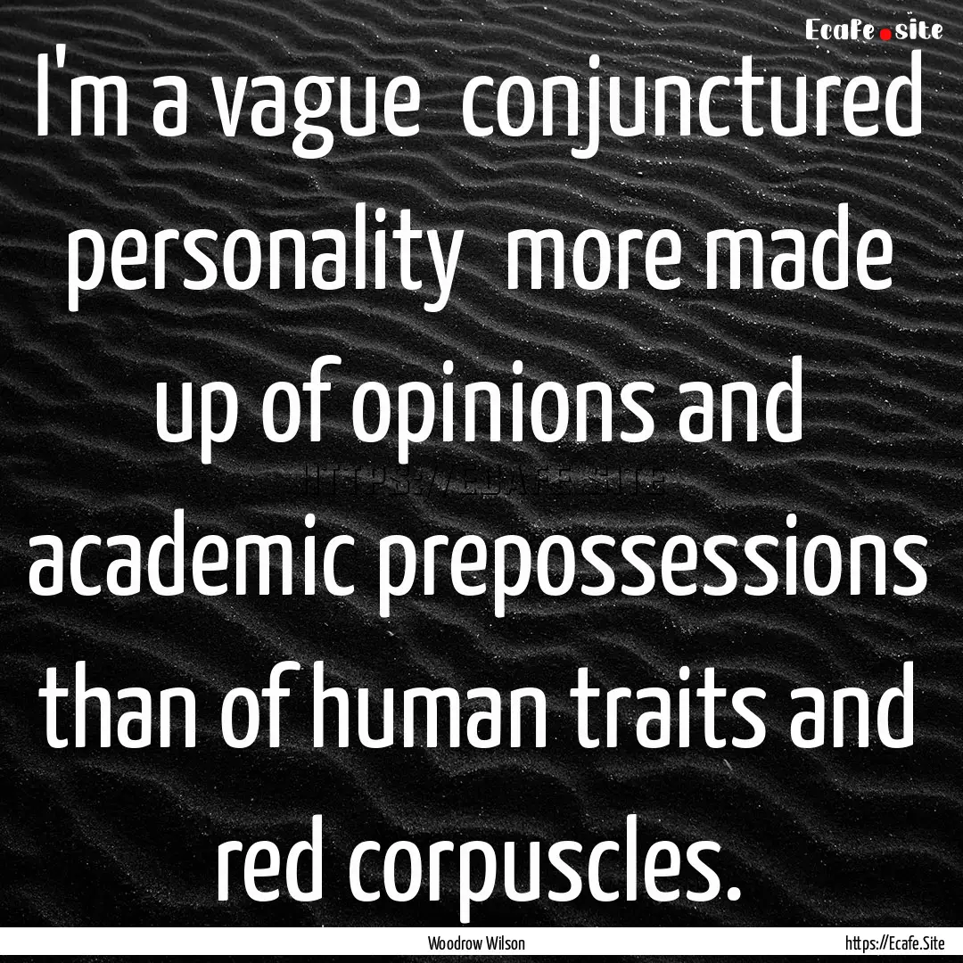 I'm a vague conjunctured personality more.... : Quote by Woodrow Wilson