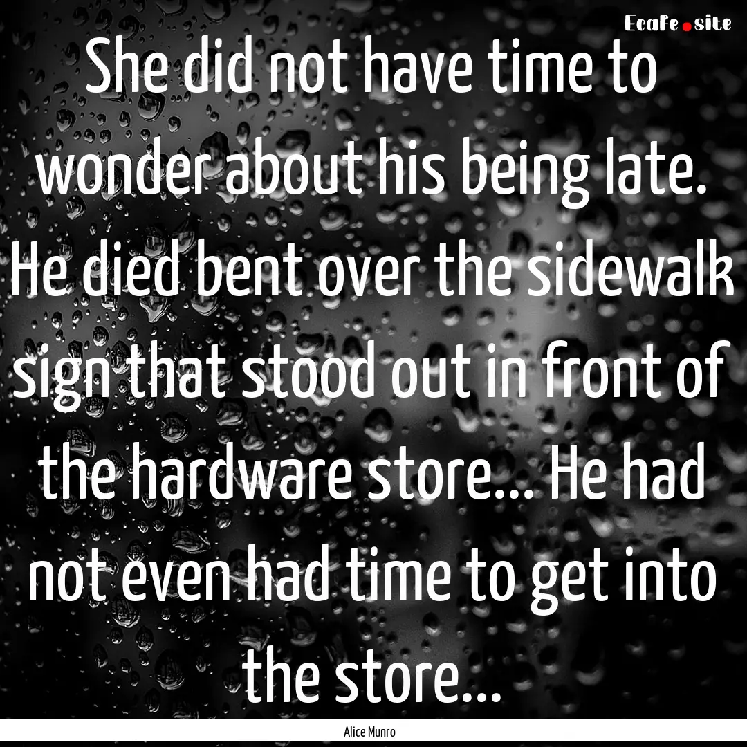 She did not have time to wonder about his.... : Quote by Alice Munro