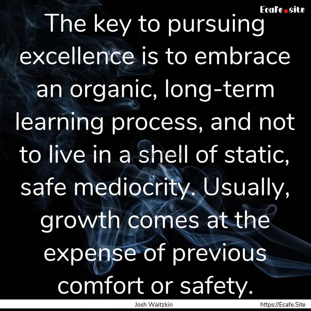 The key to pursuing excellence is to embrace.... : Quote by Josh Waitzkin