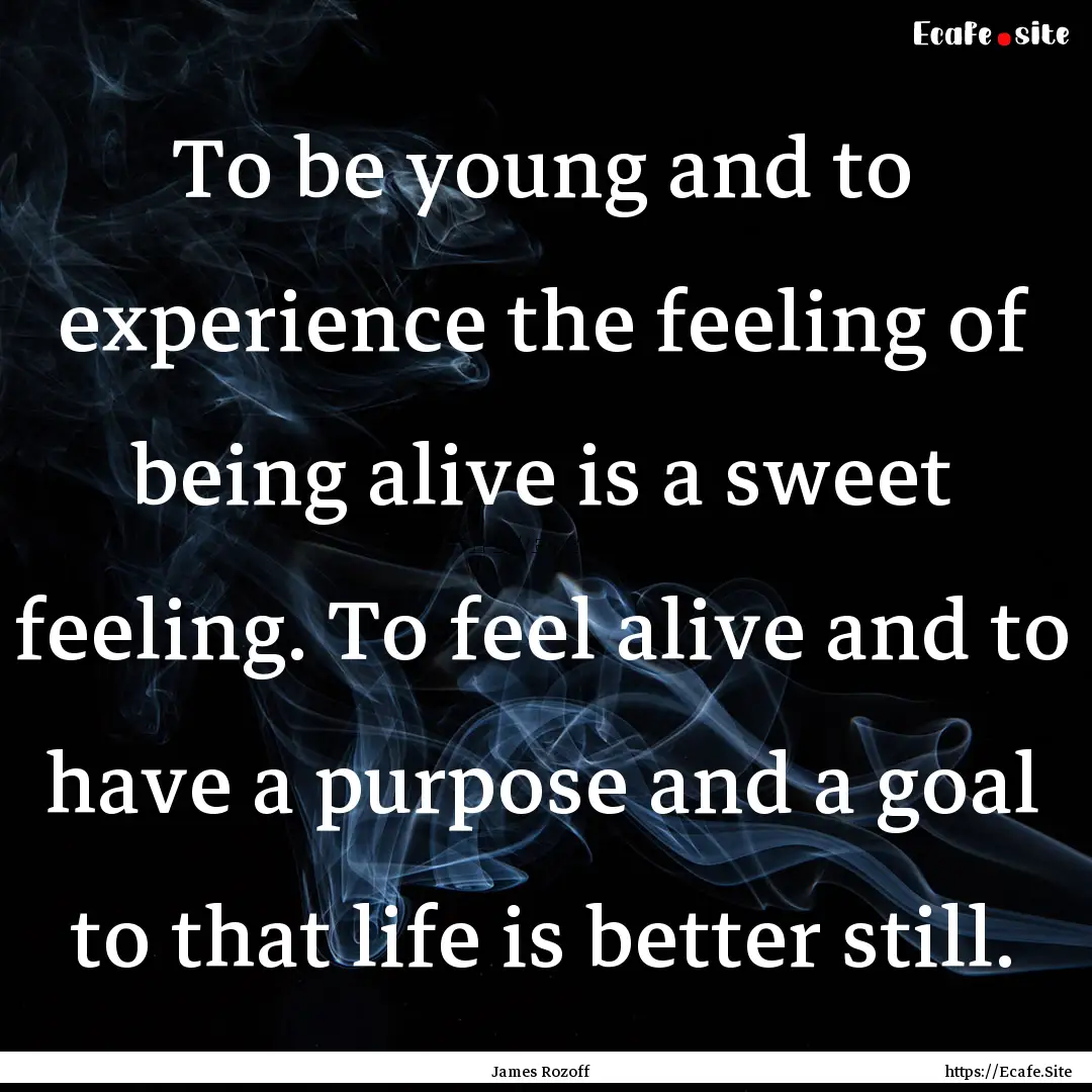 To be young and to experience the feeling.... : Quote by James Rozoff