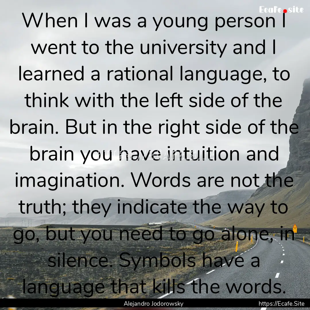 When I was a young person I went to the university.... : Quote by Alejandro Jodorowsky