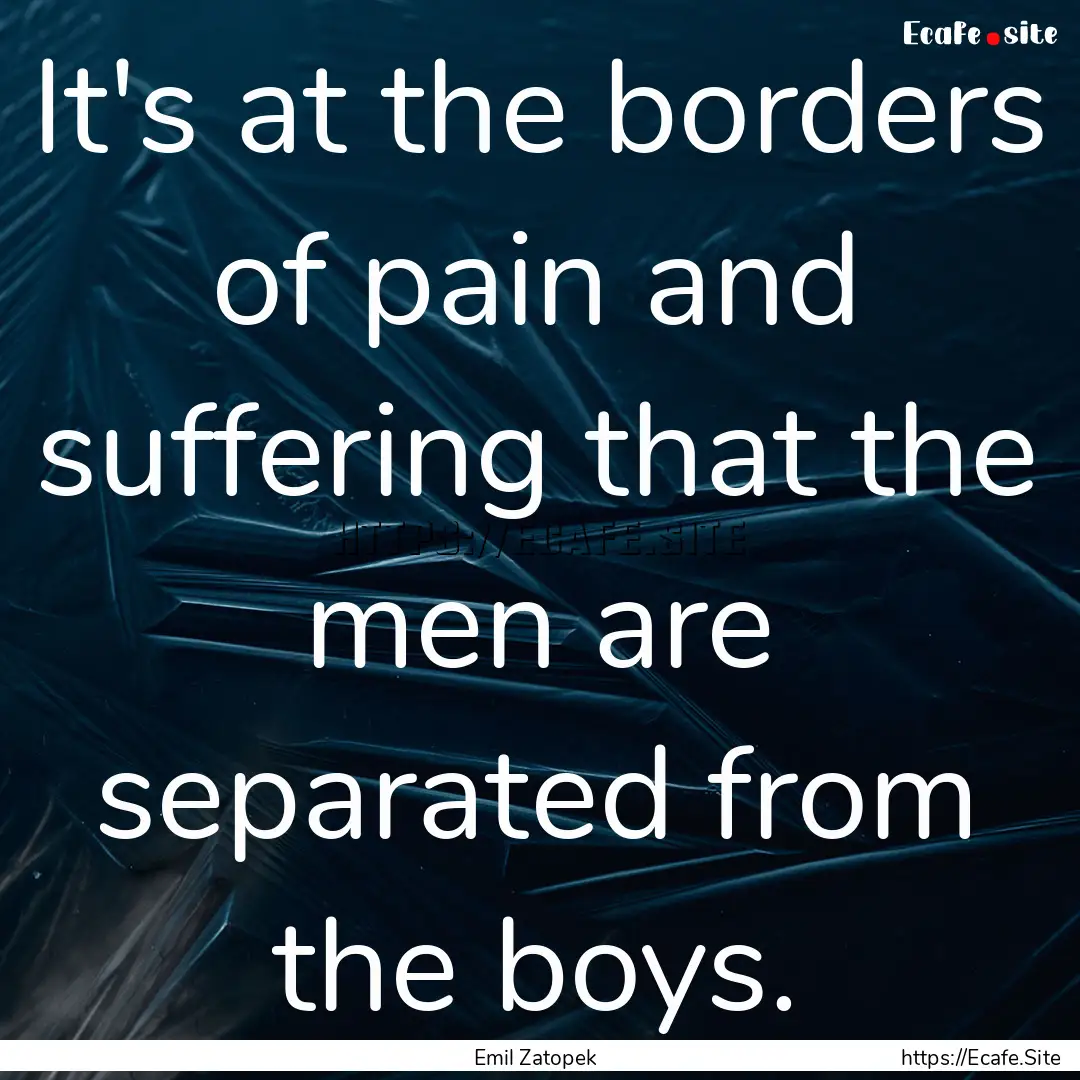 It's at the borders of pain and suffering.... : Quote by Emil Zatopek