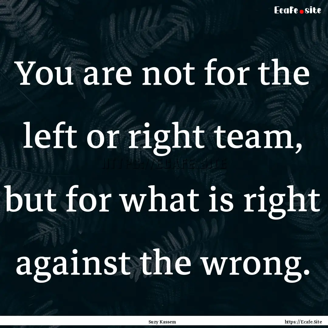 You are not for the left or right team, but.... : Quote by Suzy Kassem