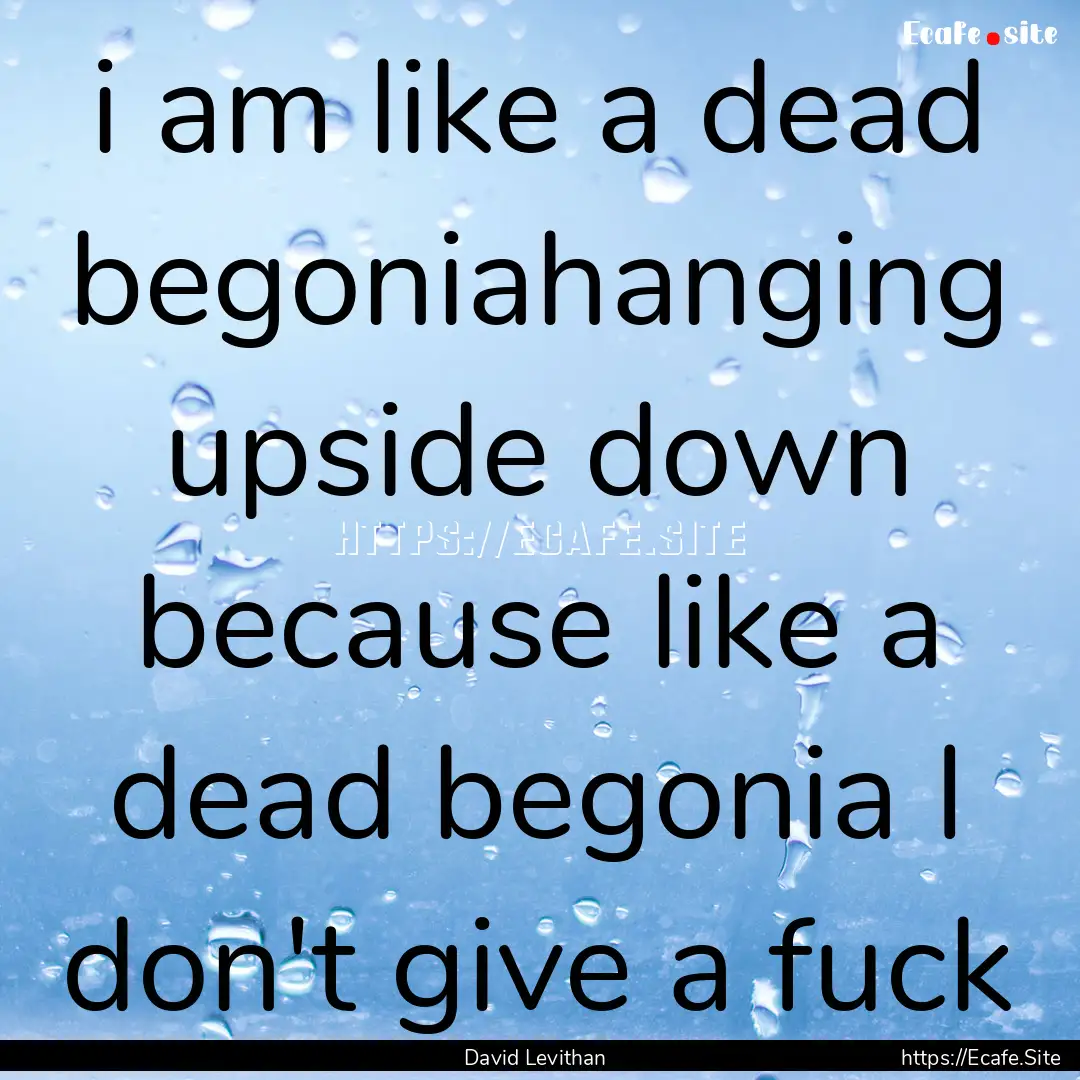 i am like a dead begoniahanging upside down.... : Quote by David Levithan