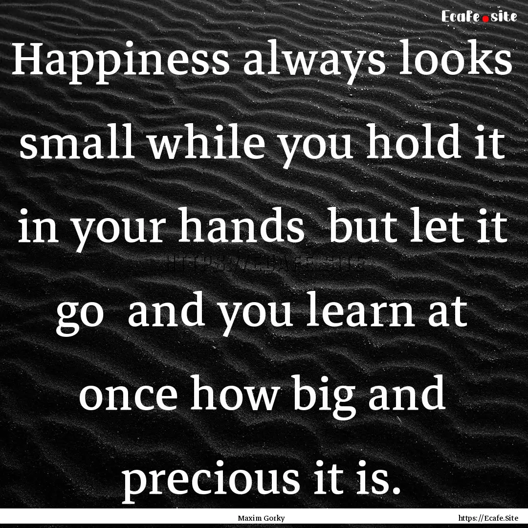 Happiness always looks small while you hold.... : Quote by Maxim Gorky