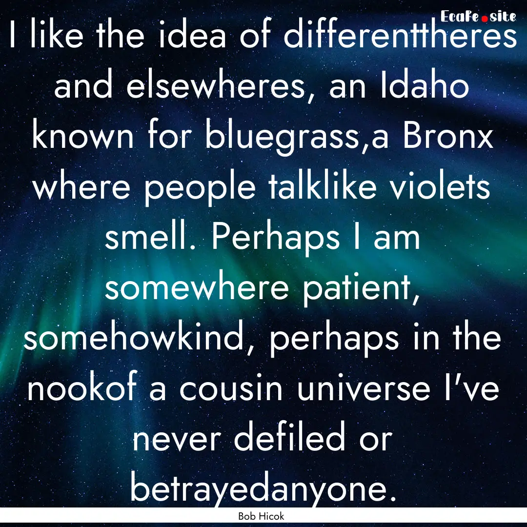 I like the idea of differenttheres and elsewheres,.... : Quote by Bob Hicok