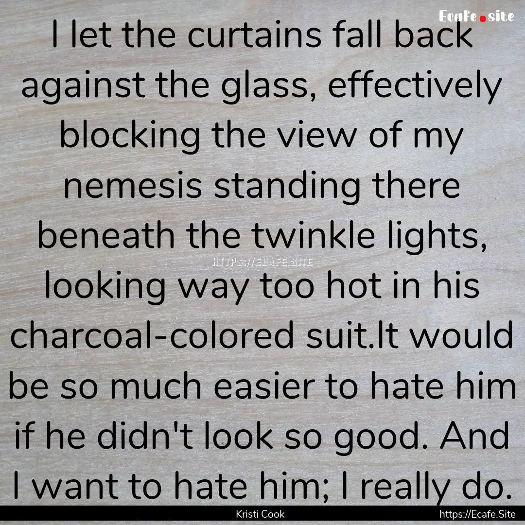 I let the curtains fall back against the.... : Quote by Kristi Cook