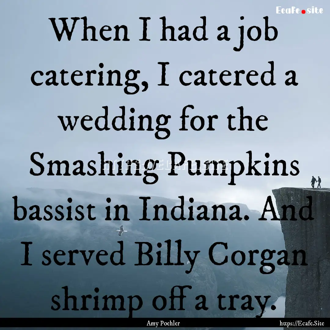 When I had a job catering, I catered a wedding.... : Quote by Amy Poehler