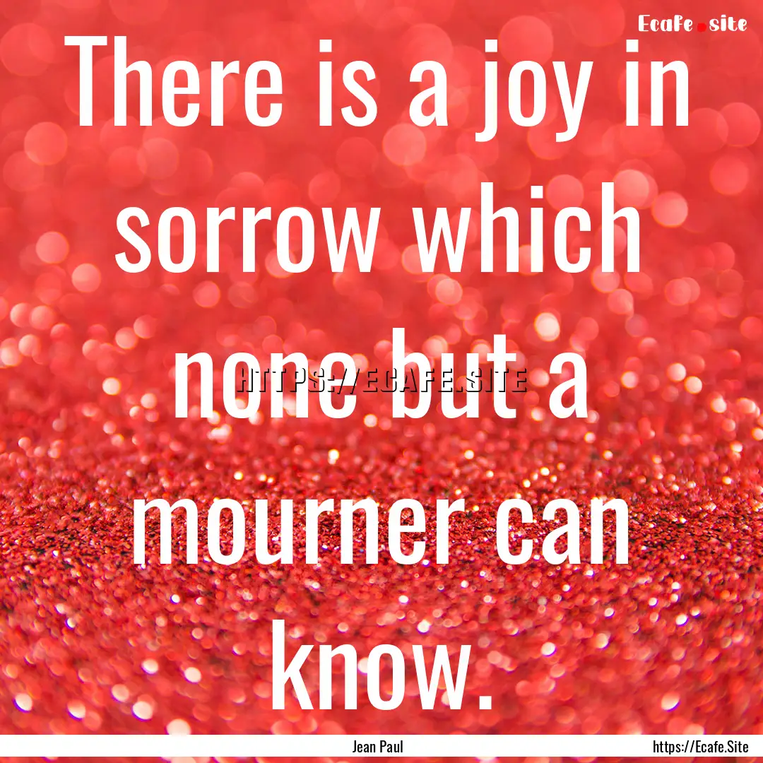 There is a joy in sorrow which none but a.... : Quote by Jean Paul