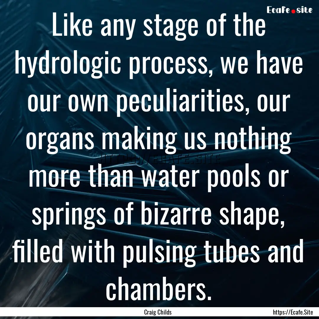 Like any stage of the hydrologic process,.... : Quote by Craig Childs