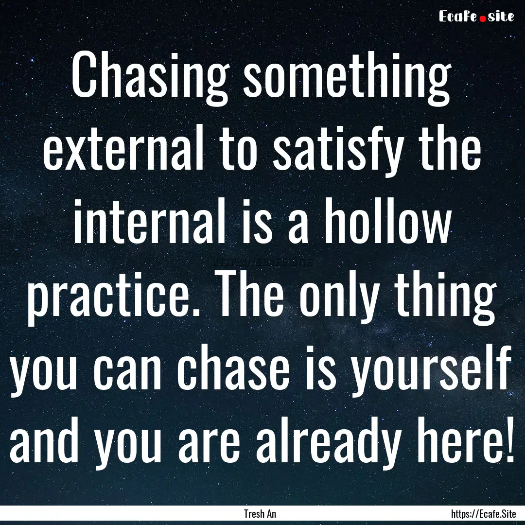 Chasing something external to satisfy the.... : Quote by Tresh An