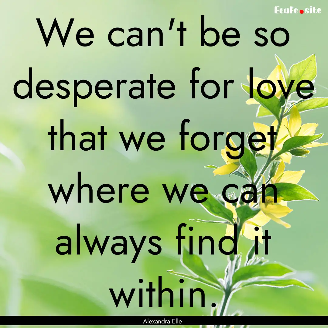 We can't be so desperate for love that we.... : Quote by Alexandra Elle