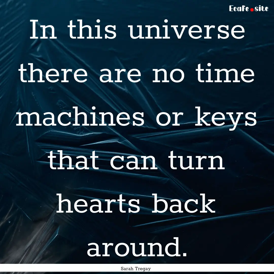 In this universe there are no time machines.... : Quote by Sarah Tregay