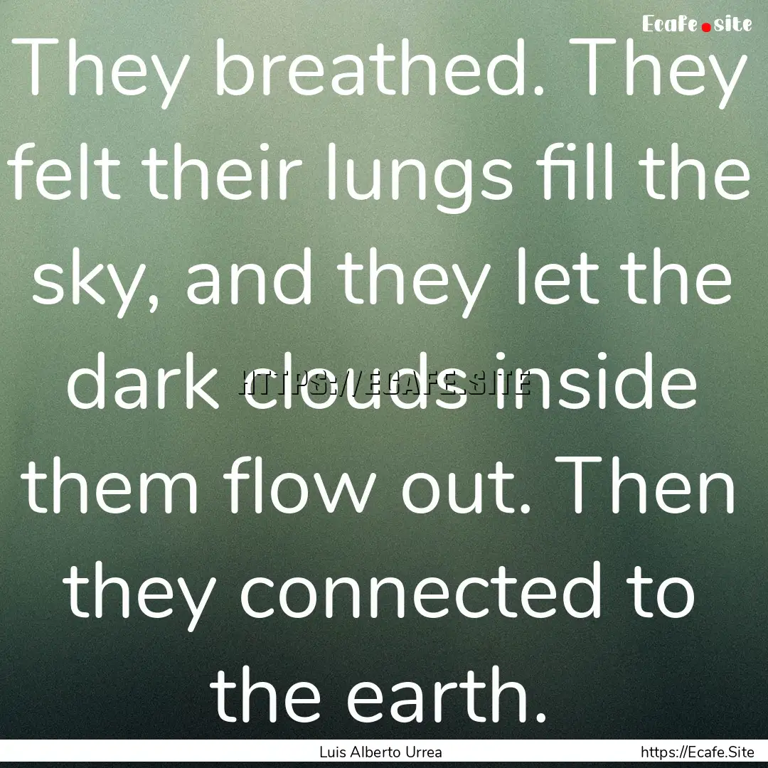 They breathed. They felt their lungs fill.... : Quote by Luis Alberto Urrea