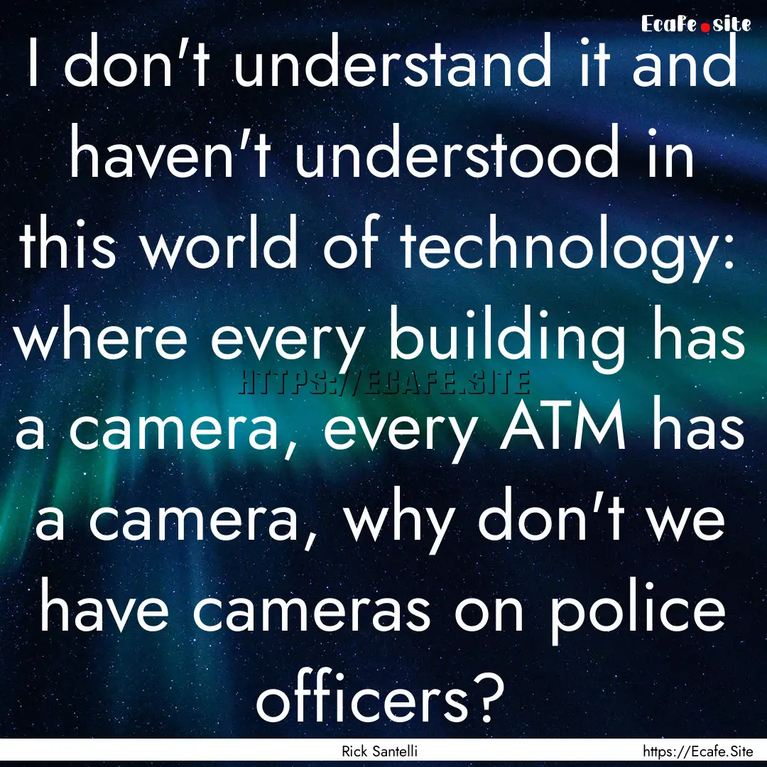 I don't understand it and haven't understood.... : Quote by Rick Santelli