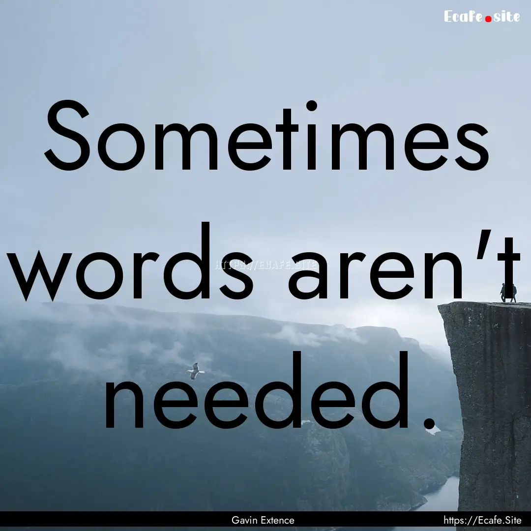 Sometimes words aren't needed. : Quote by Gavin Extence