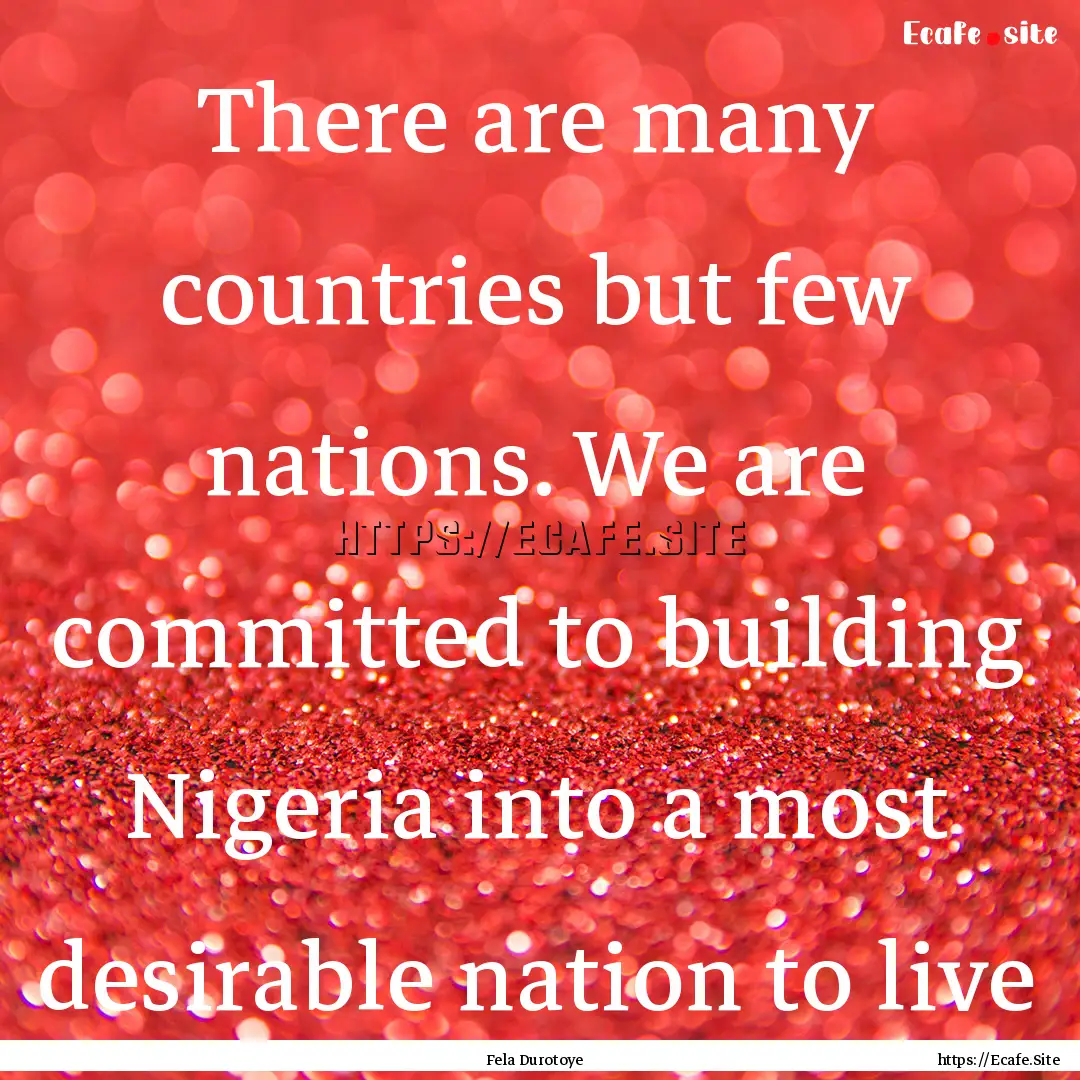 There are many countries but few nations..... : Quote by Fela Durotoye