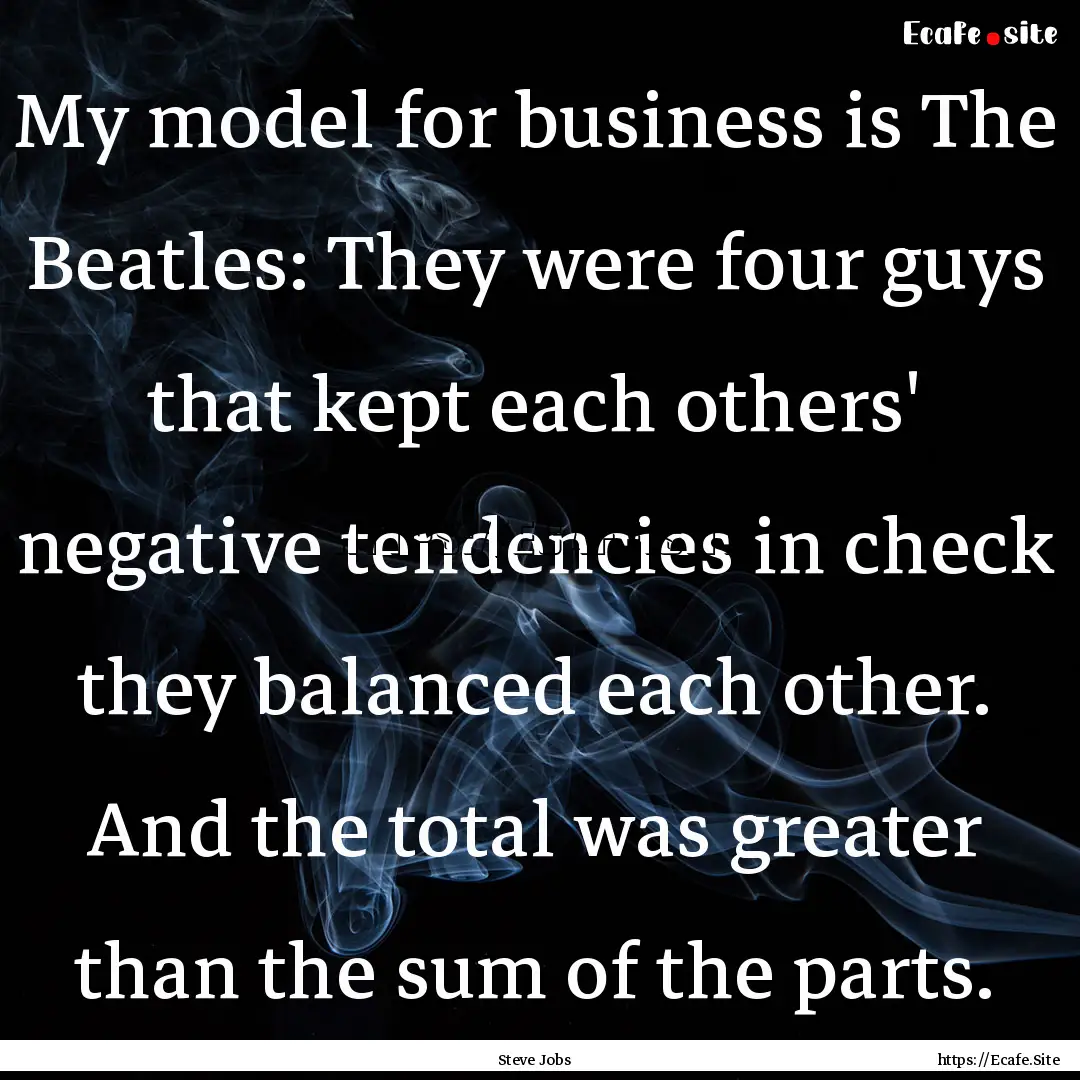 My model for business is The Beatles: They.... : Quote by Steve Jobs