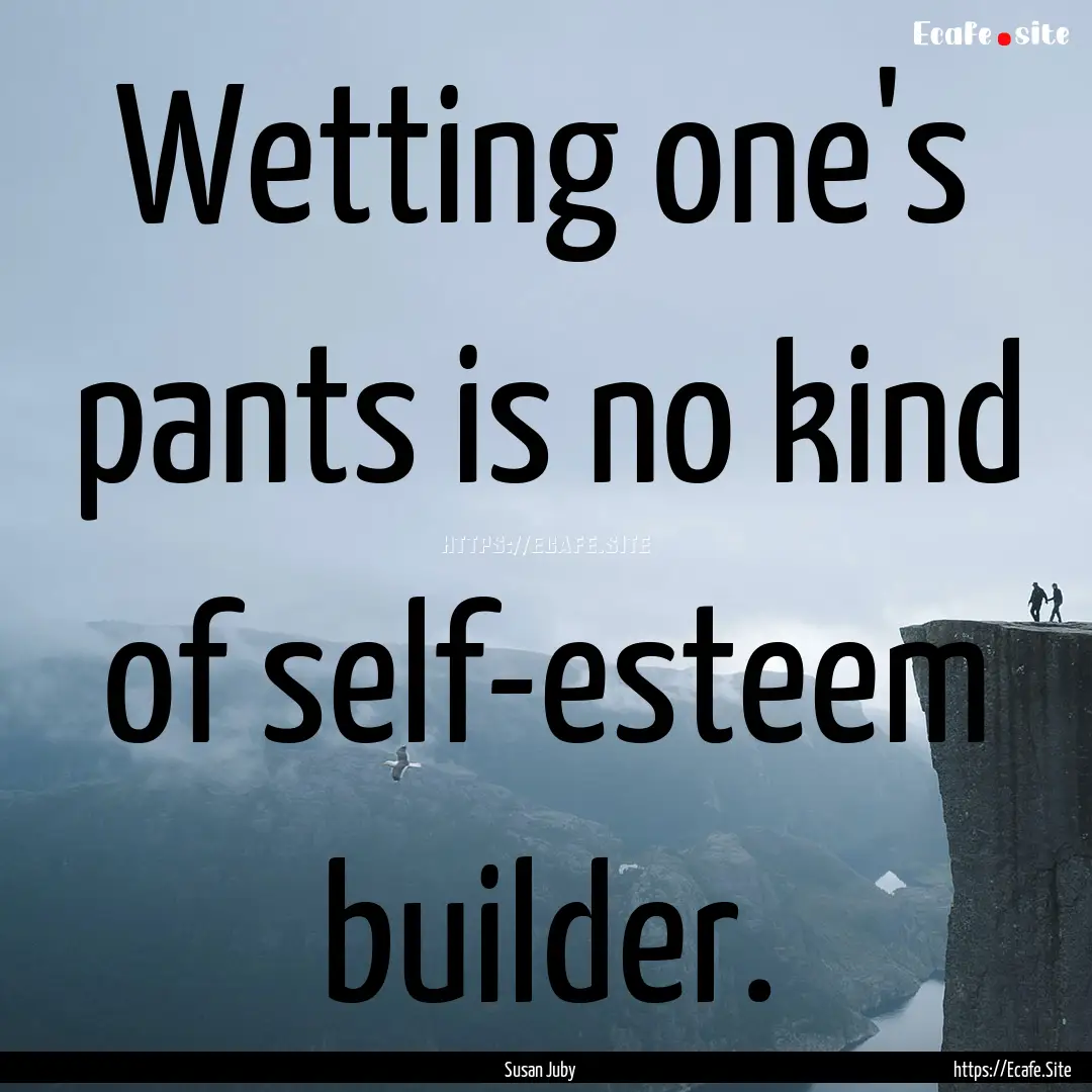 Wetting one's pants is no kind of self-esteem.... : Quote by Susan Juby