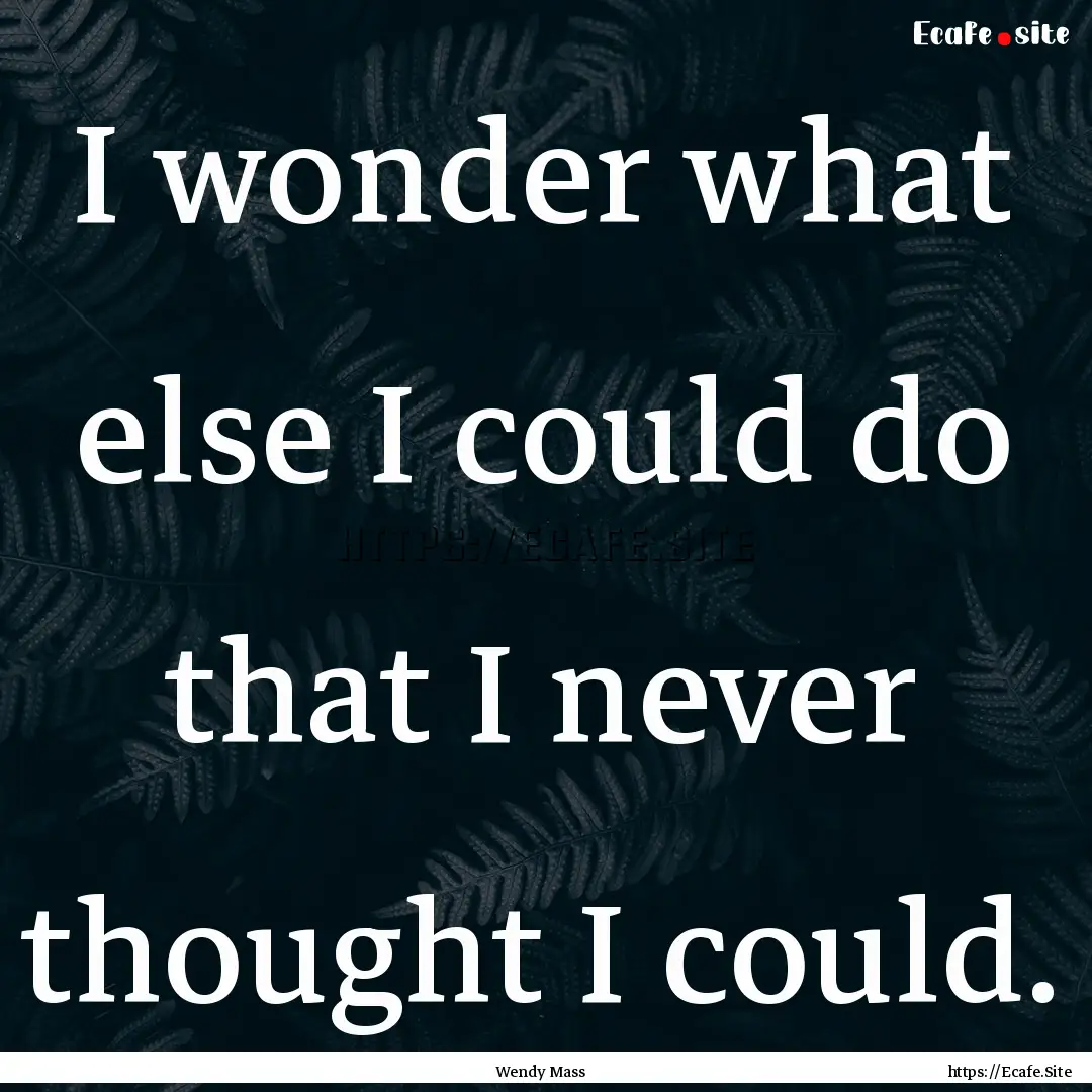 I wonder what else I could do that I never.... : Quote by Wendy Mass