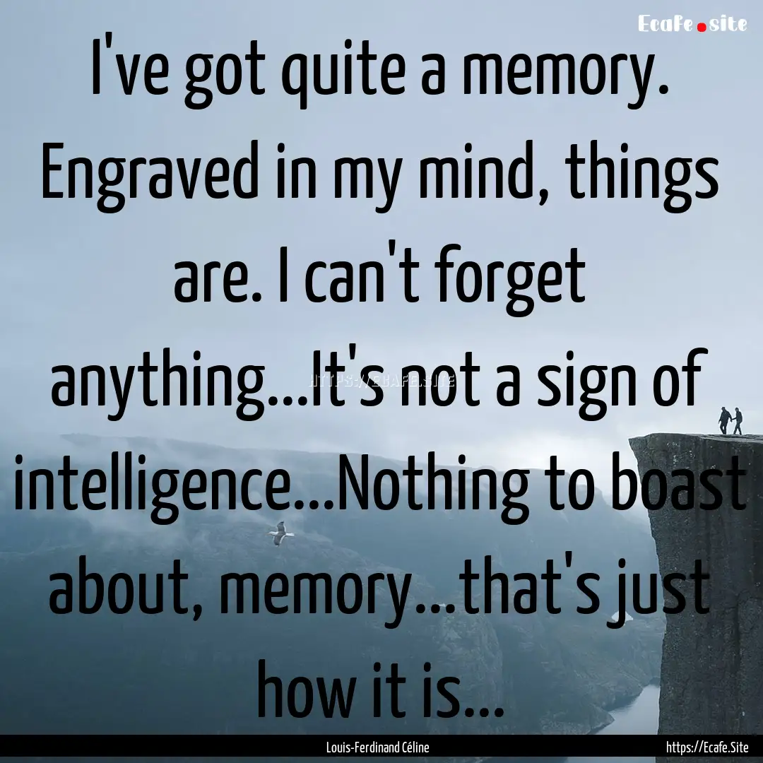 I've got quite a memory. Engraved in my mind,.... : Quote by Louis-Ferdinand Céline