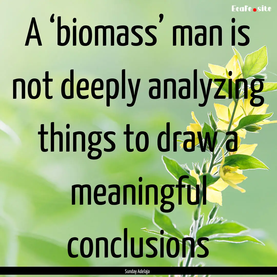 A ‘biomass’ man is not deeply analyzing.... : Quote by Sunday Adelaja