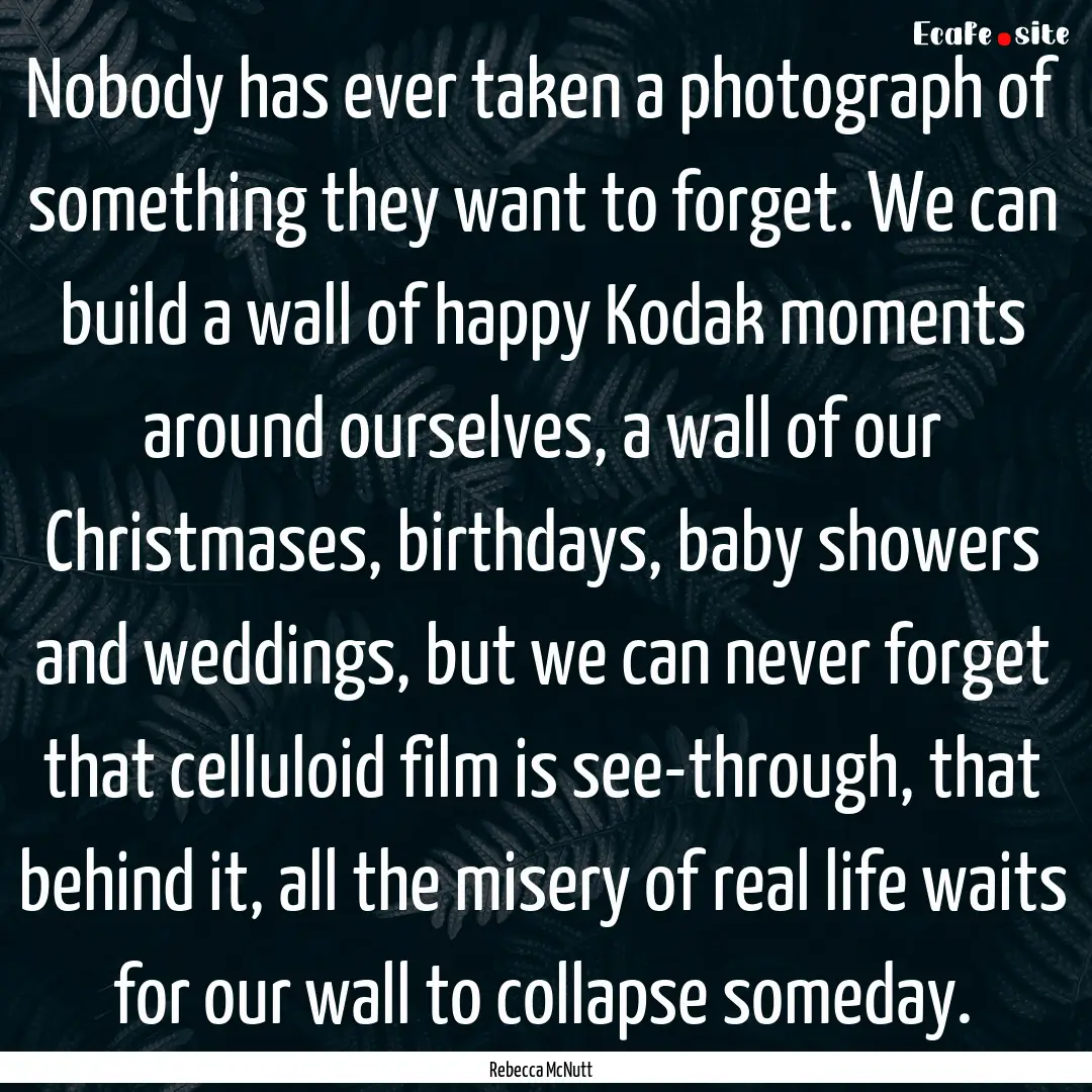 Nobody has ever taken a photograph of something.... : Quote by Rebecca McNutt