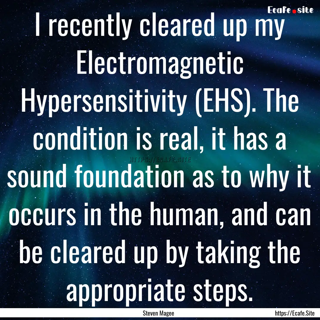 I recently cleared up my Electromagnetic.... : Quote by Steven Magee