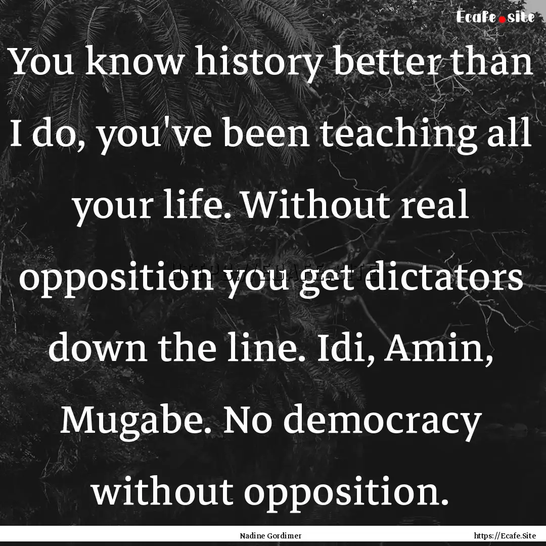 You know history better than I do, you've.... : Quote by Nadine Gordimer