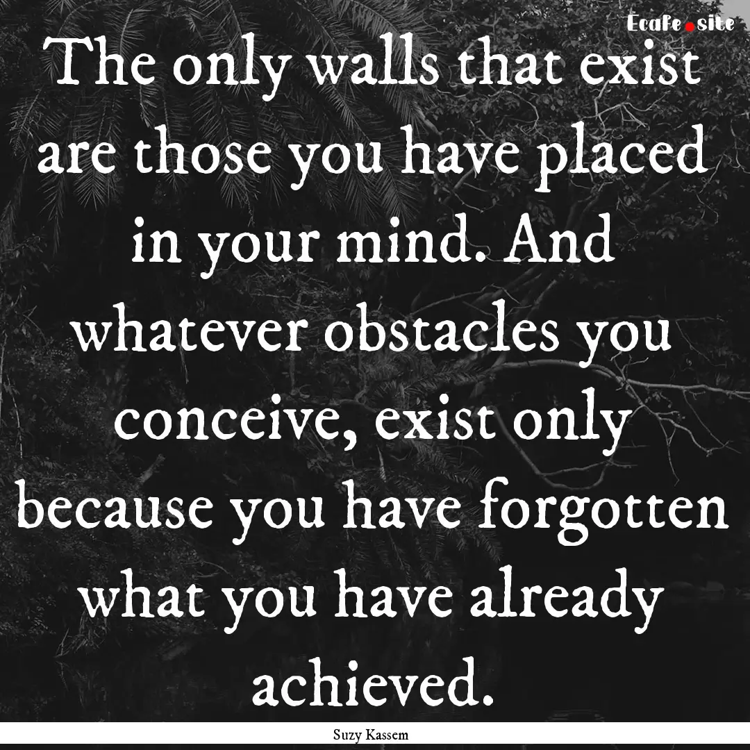 The only walls that exist are those you have.... : Quote by Suzy Kassem