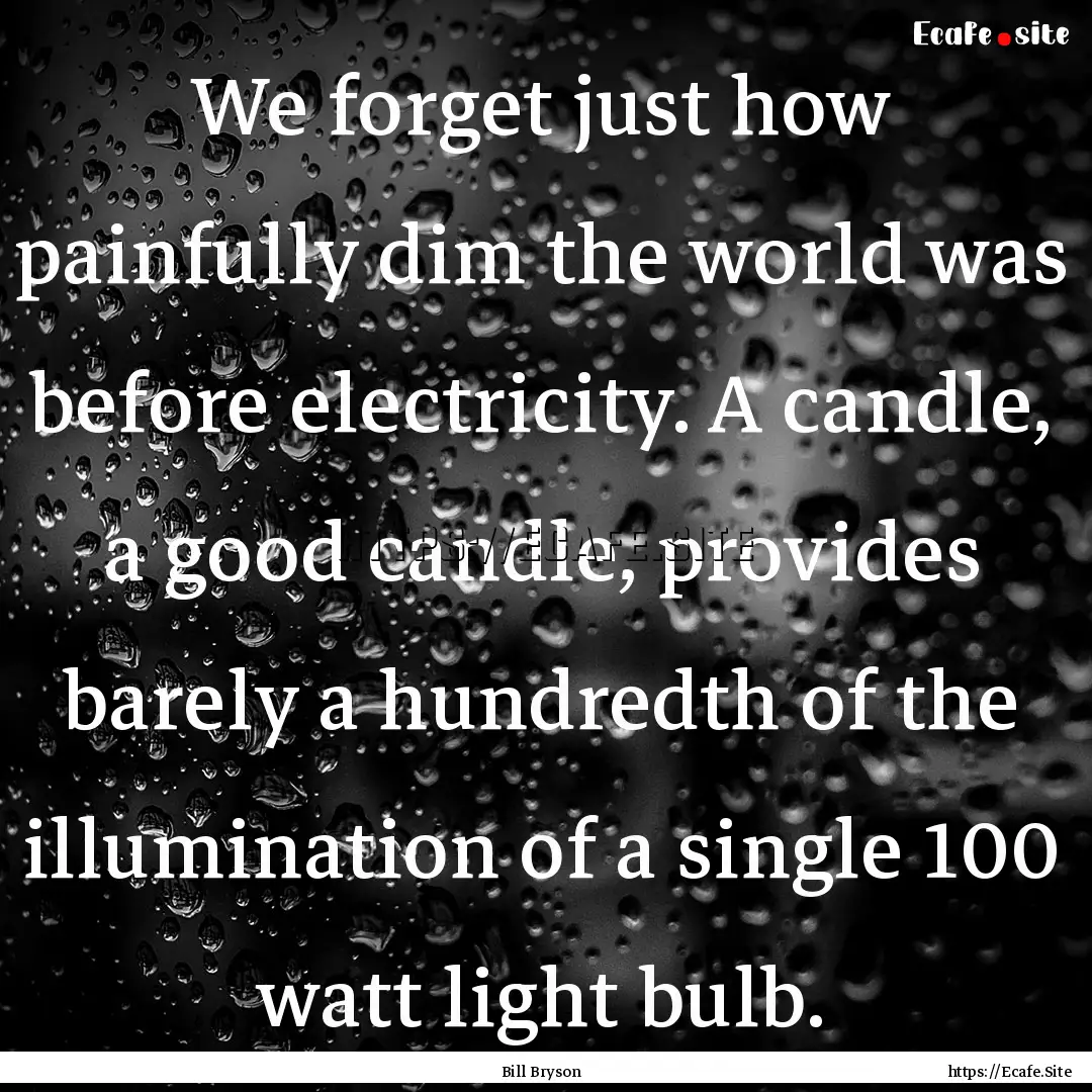 We forget just how painfully dim the world.... : Quote by Bill Bryson