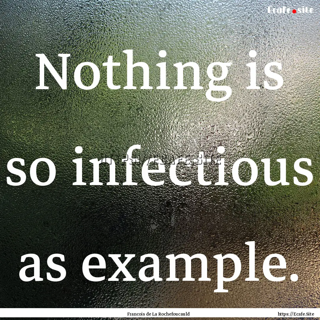 Nothing is so infectious as example. : Quote by Francois de La Rochefoucauld