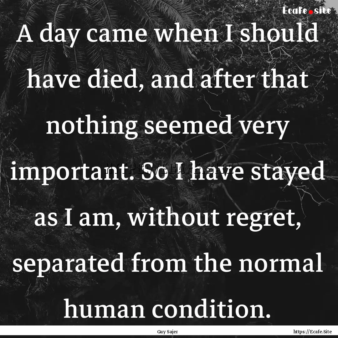 A day came when I should have died, and after.... : Quote by Guy Sajer