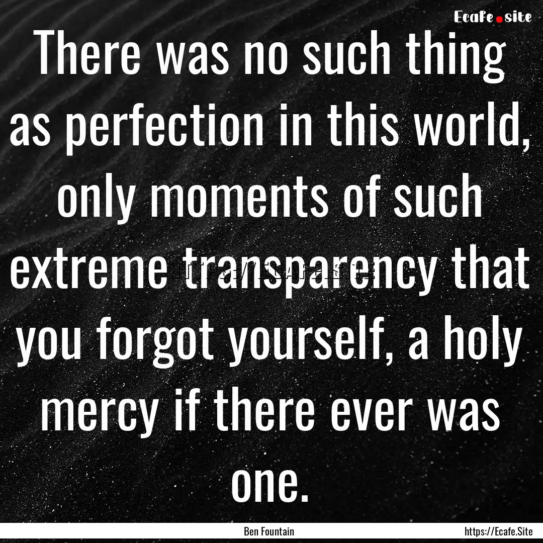 There was no such thing as perfection in.... : Quote by Ben Fountain